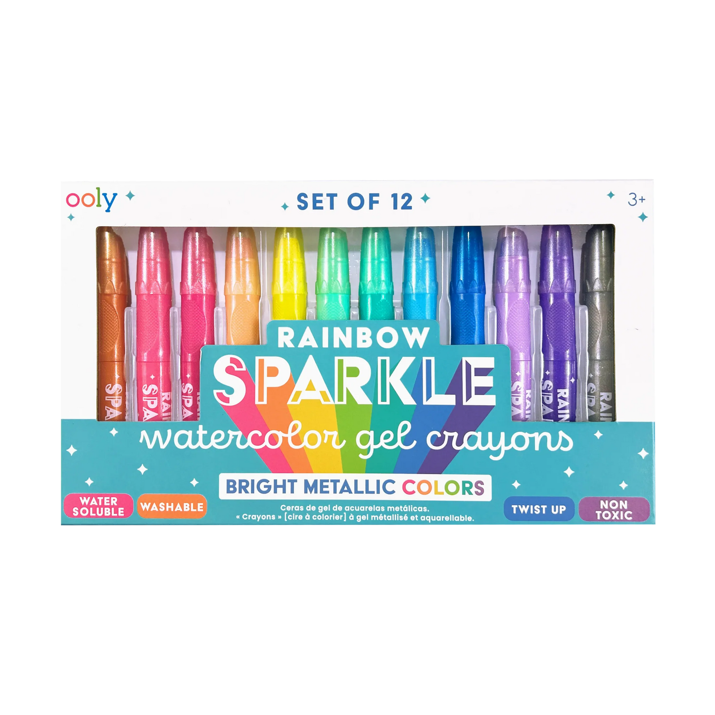 Rainbow Sparkle Metallic Watercolor Gel Crayons